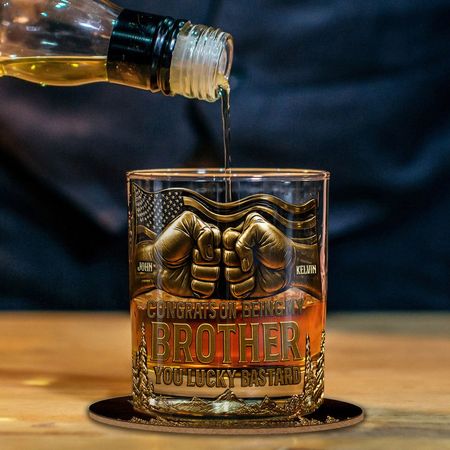 Herzlichen Glückwunsch, dass du mein Bruder geworden bist – Personalisiertes Geschwister-Whiskeyglas und -flasche